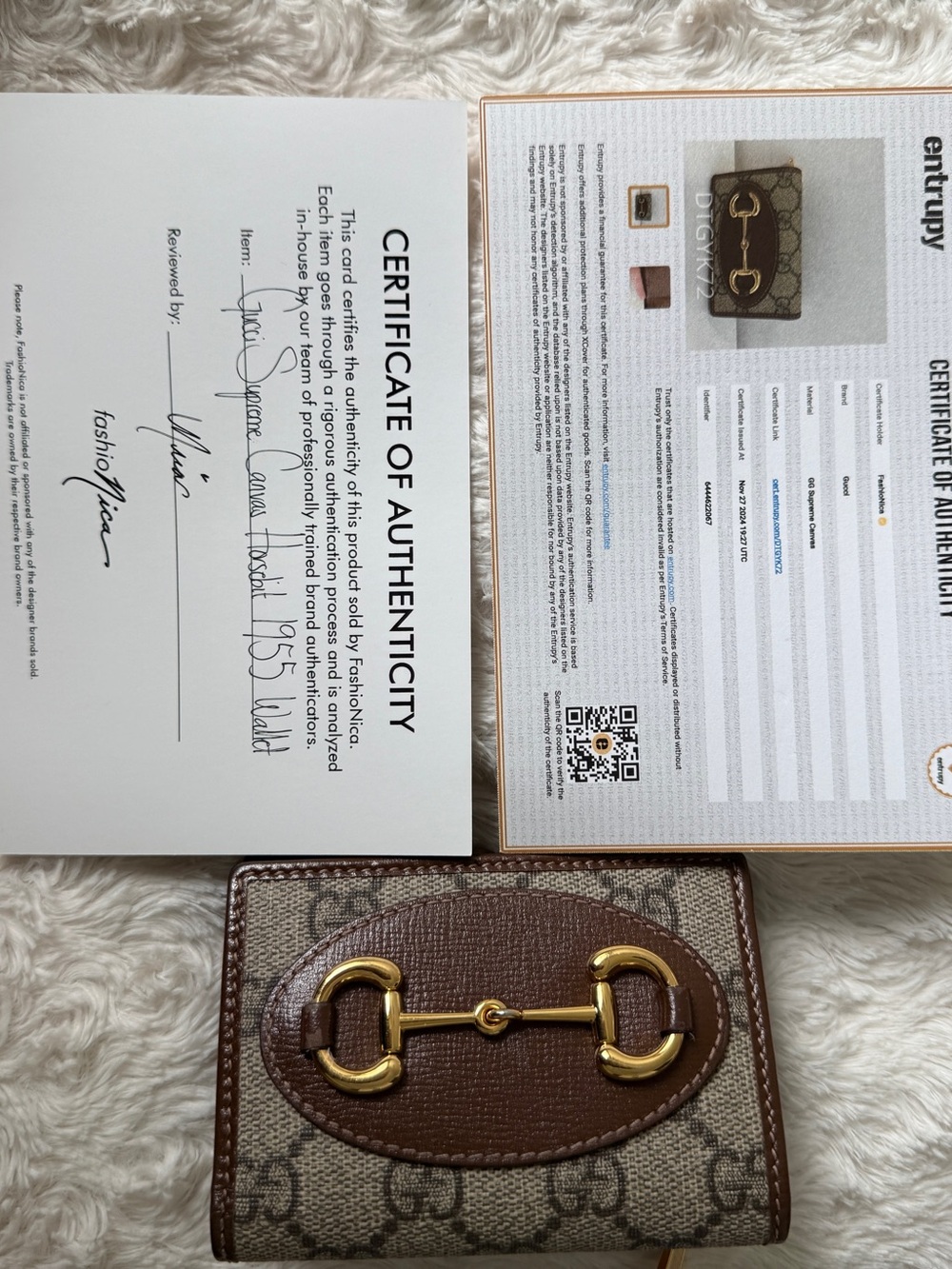 Gucci Signature GG Canvas Horsebit Card Holder - Brown/Beige - Picture 5 of 6